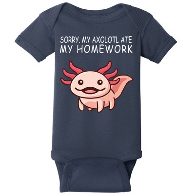 School Axolotl My Axolotl Ate My Homework Cute Axolotl Baby Bodysuit