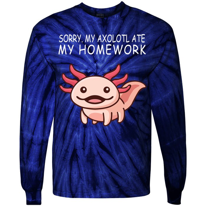 School Axolotl My Axolotl Ate My Homework Cute Axolotl Tie-Dye Long Sleeve Shirt