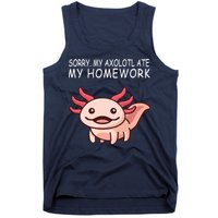 School Axolotl My Axolotl Ate My Homework Cute Axolotl Tank Top
