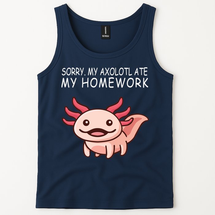 School Axolotl My Axolotl Ate My Homework Cute Axolotl Tank Top