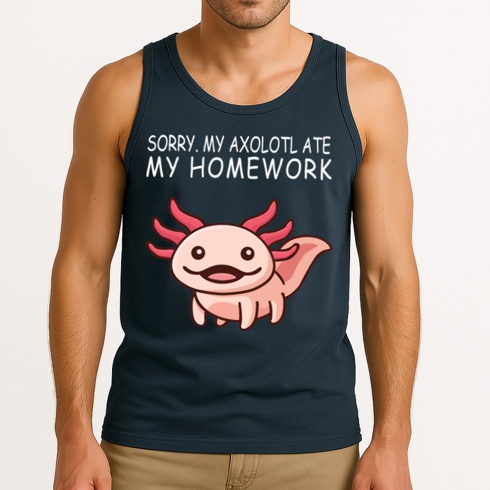 School Axolotl My Axolotl Ate My Homework Cute Axolotl Tank Top