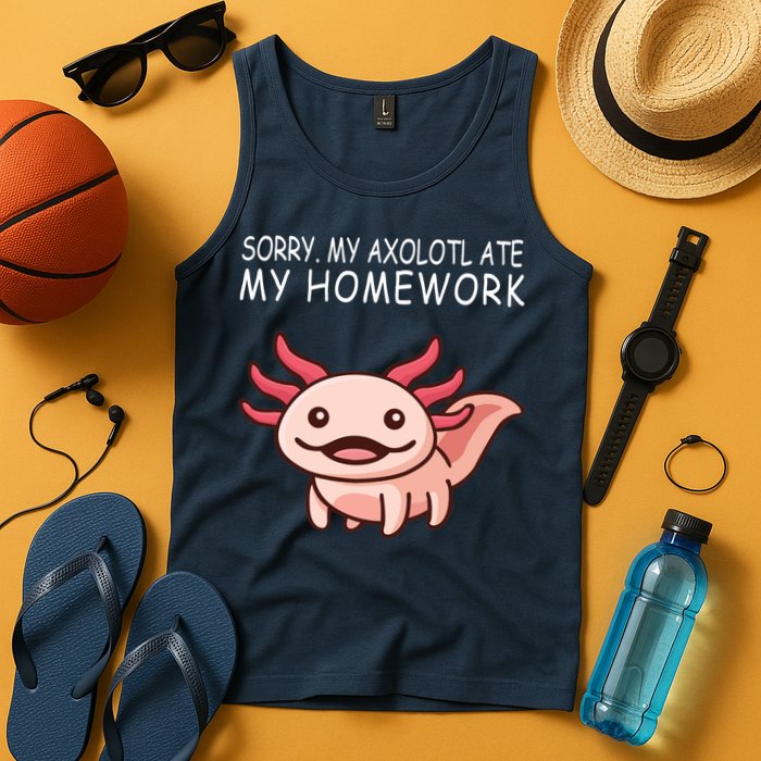 School Axolotl My Axolotl Ate My Homework Cute Axolotl Tank Top