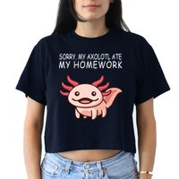 School Axolotl My Axolotl Ate My Homework Cute Axolotl Crop Top
