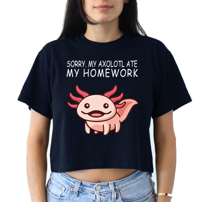 School Axolotl My Axolotl Ate My Homework Cute Axolotl Crop Top