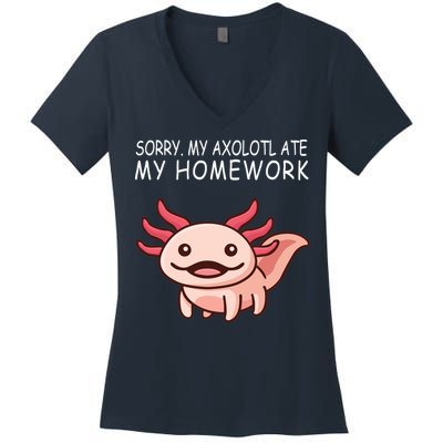 School Axolotl My Axolotl Ate My Homework Cute Axolotl Women's V-Neck T-Shirt