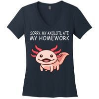 School Axolotl My Axolotl Ate My Homework Cute Axolotl Women's V-Neck T-Shirt