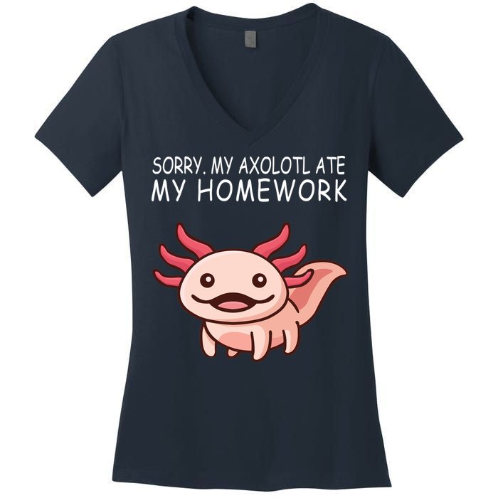 School Axolotl My Axolotl Ate My Homework Cute Axolotl Women's V-Neck T-Shirt