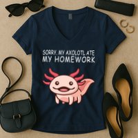 School Axolotl My Axolotl Ate My Homework Cute Axolotl Women's V-Neck T-Shirt