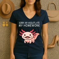 School Axolotl My Axolotl Ate My Homework Cute Axolotl Women's V-Neck T-Shirt
