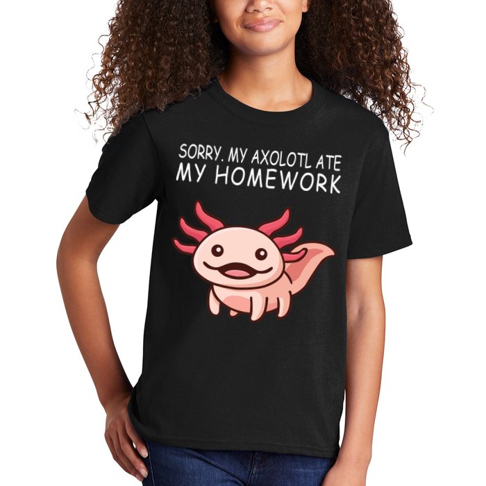School Axolotl My Axolotl Ate My Homework Cute Axolotl Kids T-Shirt