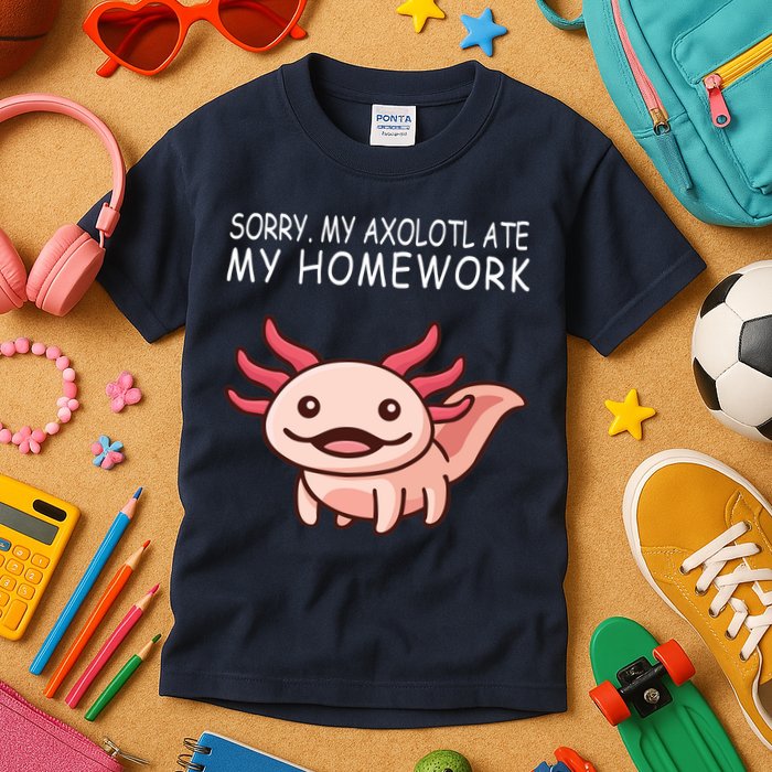 School Axolotl My Axolotl Ate My Homework Cute Axolotl Kids T-Shirt