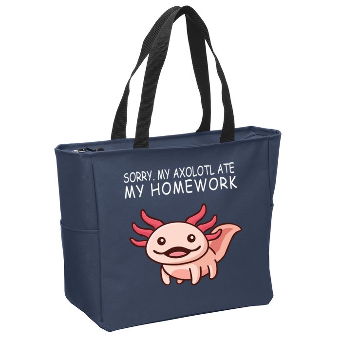 School Axolotl My Axolotl Ate My Homework Cute Axolotl Zip Tote Bag