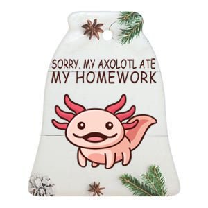 School Axolotl My Axolotl Ate My Homework Cute Axolotl Ceramic Bell Ornament