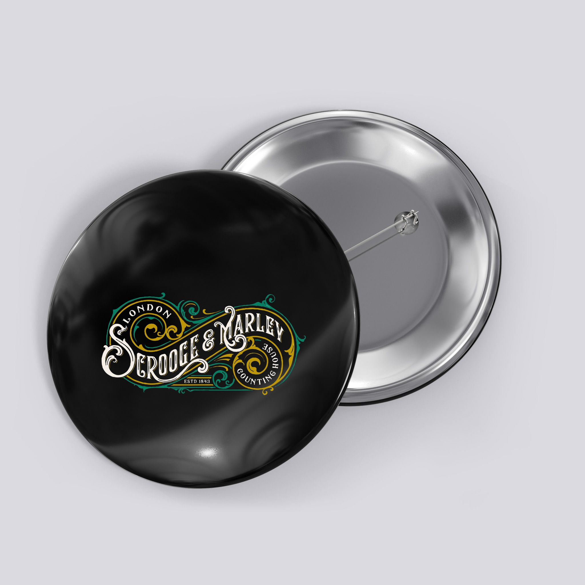 Scrooge And Marley Counting House Christmas Carol Button