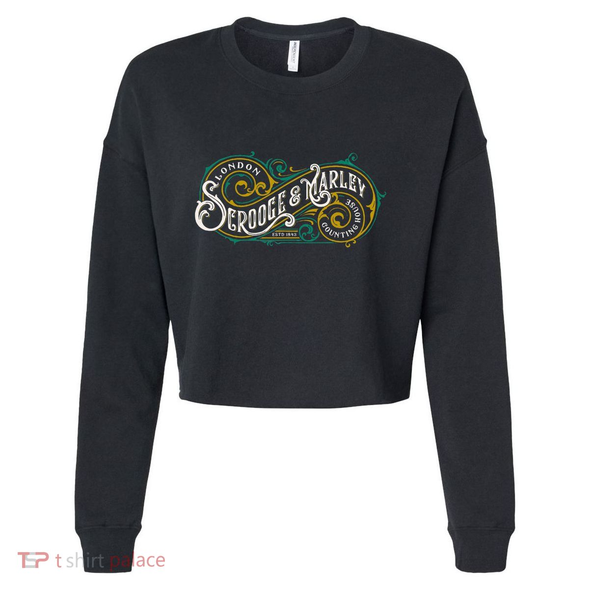 Scrooge And Marley Counting House Christmas Carol Cropped Pullover Crew