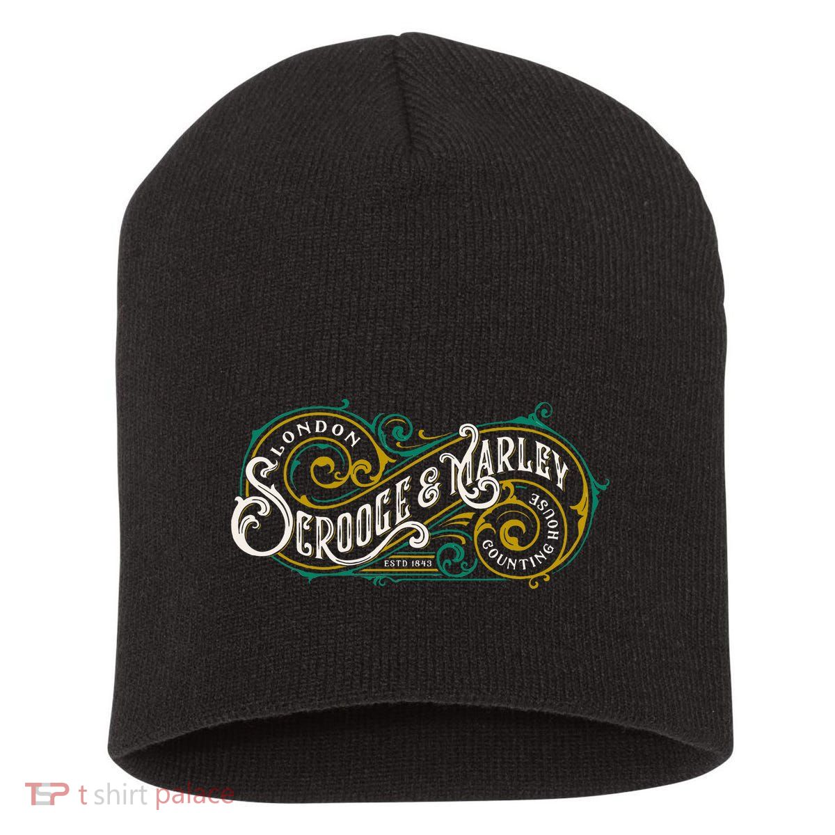 Scrooge And Marley Counting House Christmas Carol Short Acrylic Beanie