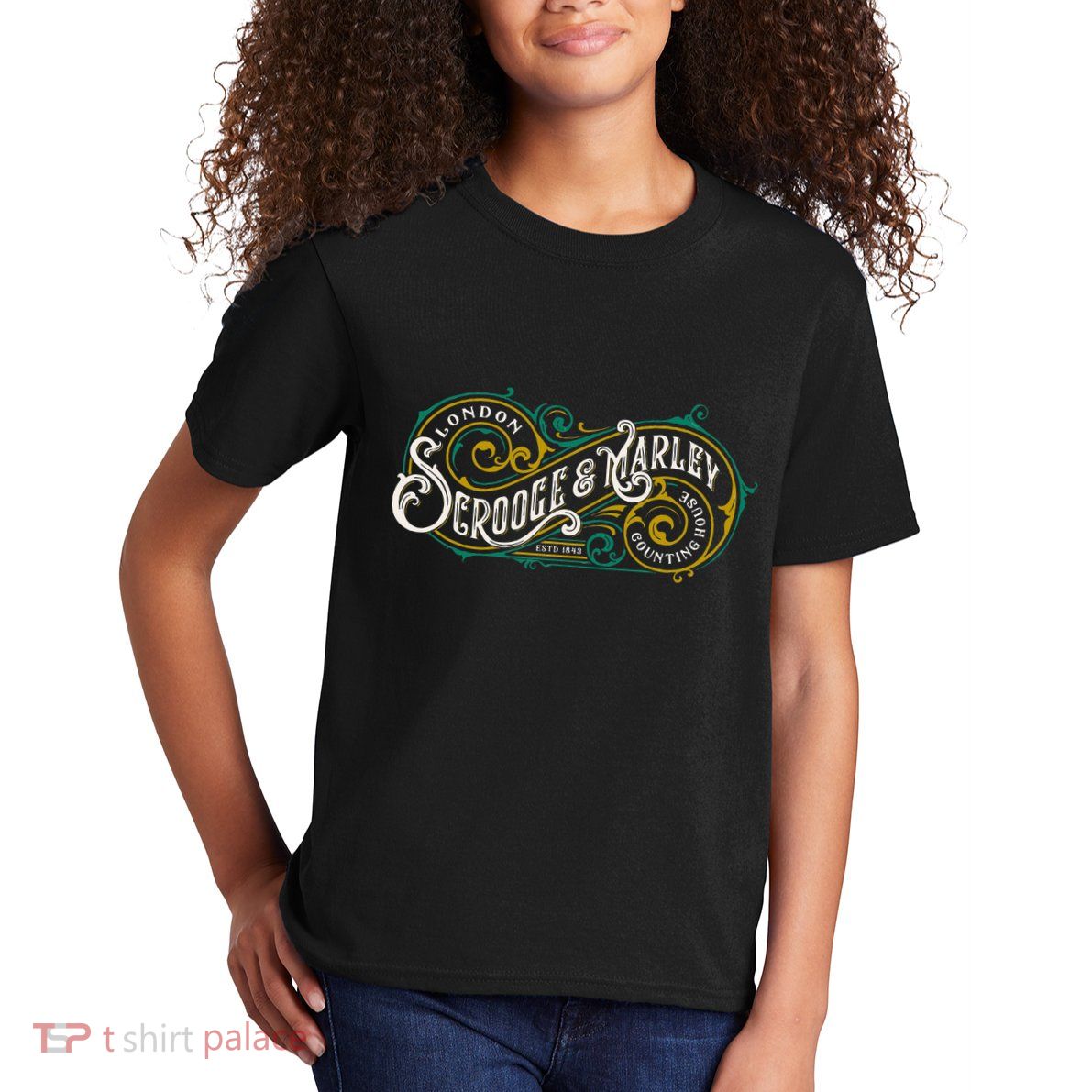 Scrooge And Marley Counting House Christmas Carol Kids T-Shirt