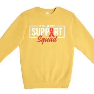 Stroke Awareness Month Support Squad I Wear Red Ribbon Funny Gift Premium Crewneck Sweatshirt