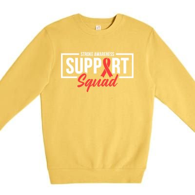 Stroke Awareness Month Support Squad I Wear Red Ribbon Funny Gift Premium Crewneck Sweatshirt