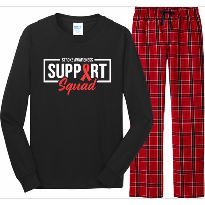 Stroke Awareness Month Support Squad I Wear Red Ribbon Funny Gift Long Sleeve Pajama Set