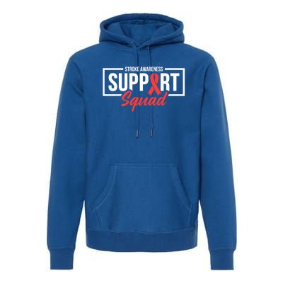 Stroke Awareness Month Support Squad I Wear Red Ribbon Funny Gift Premium Hoodie