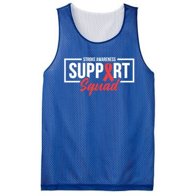 Stroke Awareness Month Support Squad I Wear Red Ribbon Funny Gift Mesh Reversible Basketball Jersey Tank