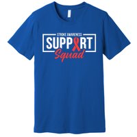 Stroke Awareness Month Support Squad I Wear Red Ribbon Funny Gift Premium T-Shirt