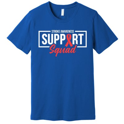 Stroke Awareness Month Support Squad I Wear Red Ribbon Funny Gift Premium T-Shirt