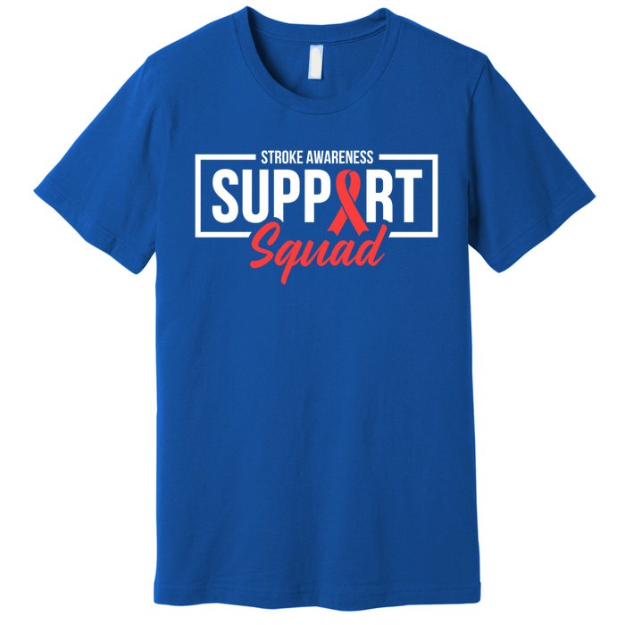 Stroke Awareness Month Support Squad I Wear Red Ribbon Funny Gift Premium T-Shirt