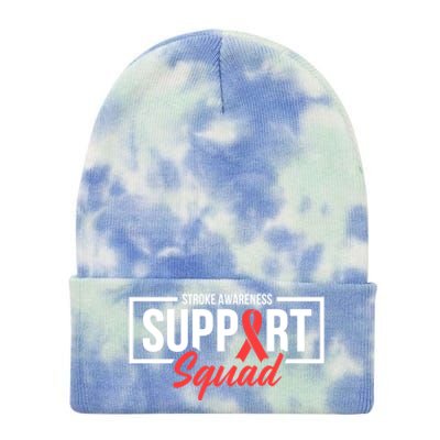 Stroke Awareness Month Support Squad I Wear Red Ribbon Funny Gift Tie Dye 12in Knit Beanie