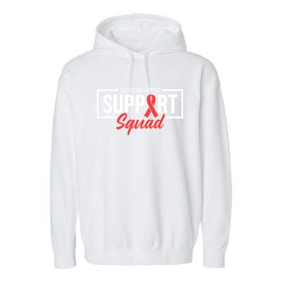 Stroke Awareness Month Support Squad I Wear Red Ribbon Funny Gift Garment-Dyed Fleece Hoodie