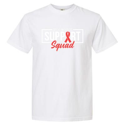 Stroke Awareness Month Support Squad I Wear Red Ribbon Funny Gift Garment-Dyed Heavyweight T-Shirt