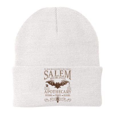 Salem Apothecary Medicines Herbal Witch Bat Beige Knit Cap Winter Beanie