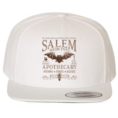 Salem Apothecary Medicines Herbal Witch Bat Beige Wool Snapback Cap