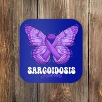 Sarcoidosis Awareness Month Purple Ribbon Butterfly Cool Gift Coaster