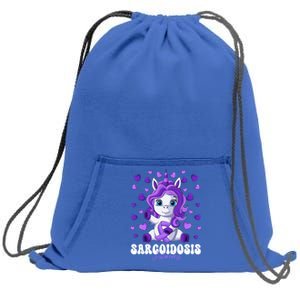 Sarcoidosis Awareness Month Purple Ribbon Unicorn Gift Sweatshirt Cinch Pack Bag