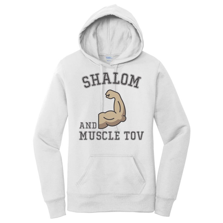 Shalom And Muscle Tov Jewish Muscles Bodybuilder Gym  Women's Pullover Hoodie