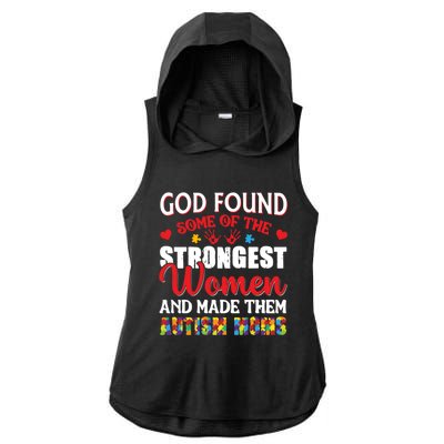 Strongest Autism Mom Awareness Autistic Gift Ladies PosiCharge Tri-Blend Wicking Draft Hoodie Tank