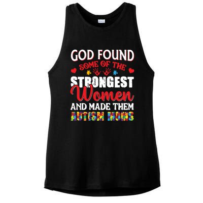 Strongest Autism Mom Awareness Autistic Gift Ladies PosiCharge Tri-Blend Wicking Tank