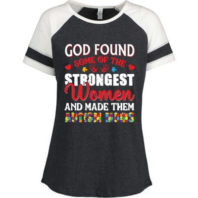 Strongest Autism Mom Awareness Autistic Gift Enza Ladies Jersey Colorblock Tee