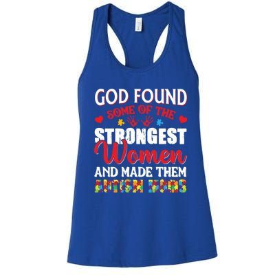 Strongest Autism Mom Awareness Autistic Gift Women's Racerback Tank