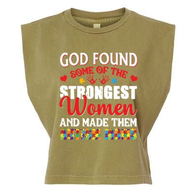 Strongest Autism Mom Awareness Autistic Gift Garment-Dyed Women's Muscle Tee