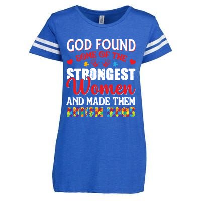 Strongest Autism Mom Awareness Autistic Gift Enza Ladies Jersey Football T-Shirt