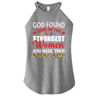 Strongest Autism Mom Awareness Autistic Gift Women's Perfect Tri Rocker Tank