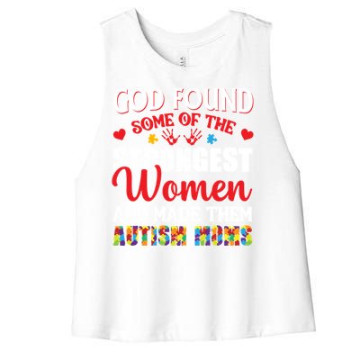 Strongest Autism Mom Awareness Autistic Gift Women's Racerback Cropped Tank