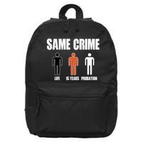 Same Crime Life 15 Years Probation Equality 16 in Basic Backpack