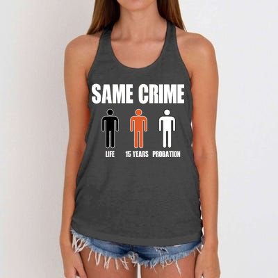 Same Crime Life 15 Years Probation Equality Women's Knotted Racerback Tank