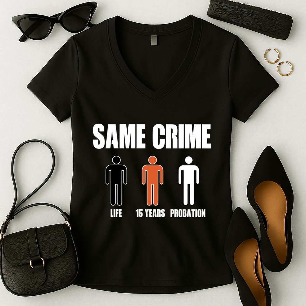 Same Crime Life 15 Years Probation Equality Women's V-Neck T-Shirt