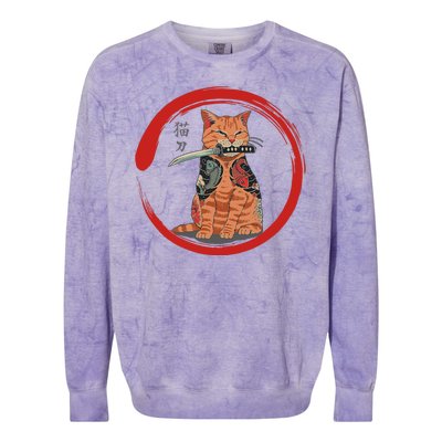 Samurai Cattana Emblem Colorblast Crewneck Sweatshirt