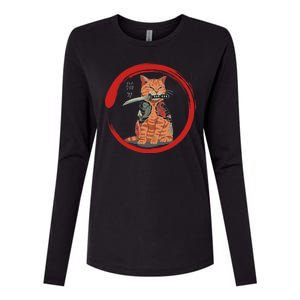 Samurai Cattana Emblem Womens Cotton Relaxed Long Sleeve T-Shirt